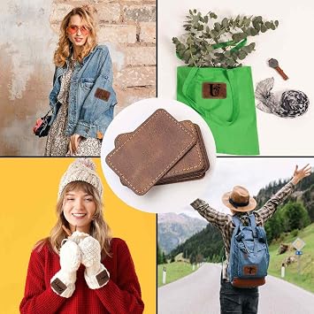 10 Pcs Blank Leatherette Hat Patches with Adhesive Rectangle Leather Iron On Patch for Laser Engraving Faux Leather Patches for Hats 3 x 2 Inches Custom Fabric Repair Sew Laser Supplies (Brown)