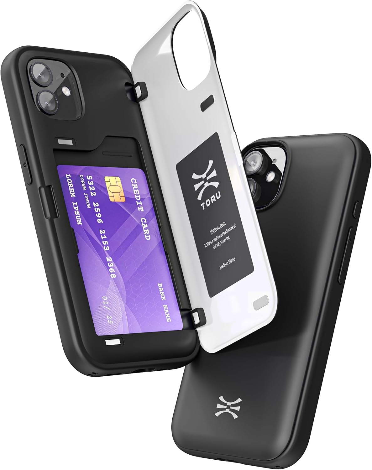 TORU CX Hybrid for iPhone 12 Pro Max Wallet Case | Dual Layer Slim Protective Hard Cover with Hidden 2-Credit Card Slot Holder - Floral Pattern