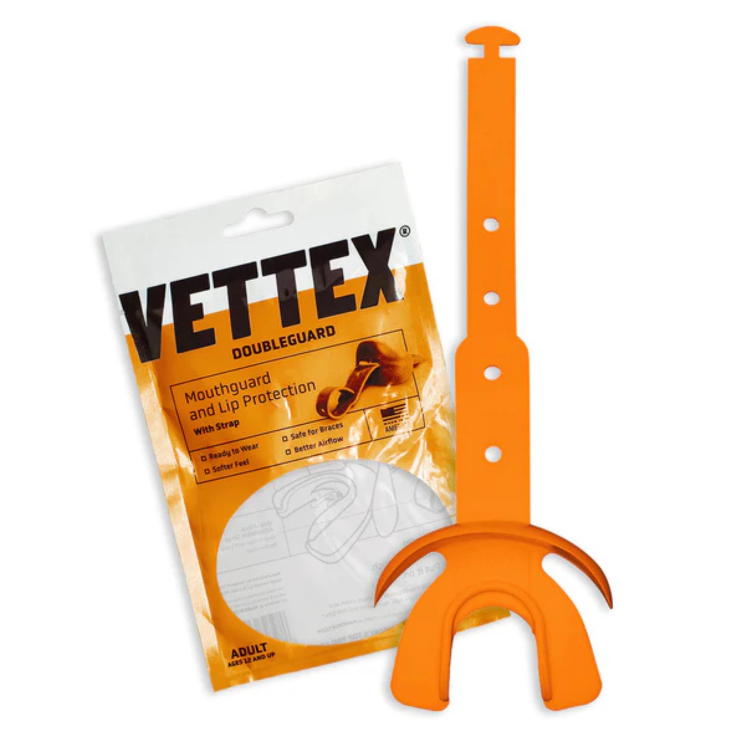 Vettex Doubleguard - Paradenti con protezione labbra, confezione da 3, colore: arancione