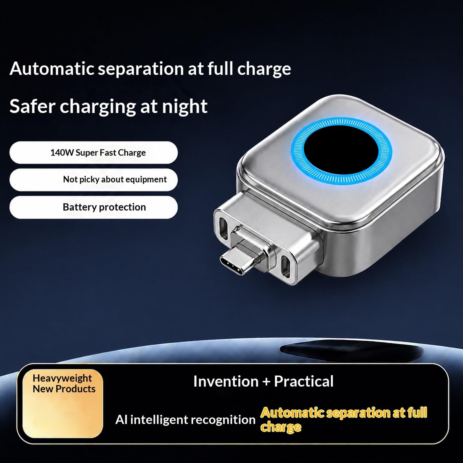 Stop Charge Caricatore Intelligente con Dispositivo di Protezione Anti-Sovraccarico, Pack da 5 Pezzi, 140W Tipo-C con Spegnimento Automatico, Protezione di Sicurezza per Casa, Ufficio Viaggi