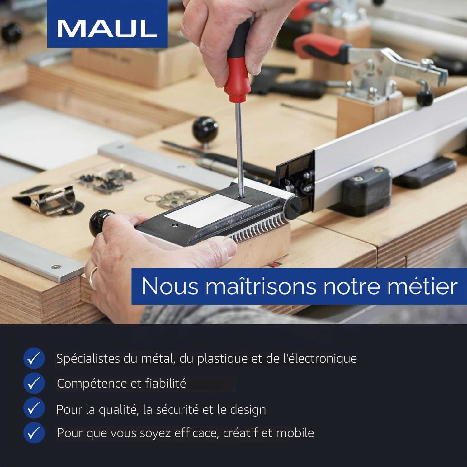 MAUL Clips à rouleau gris autocollants lot de 10 | pose murale sans perçage, maintien soigné des notes, format discret, plastique solide, 10 pièces prêtes à l’usage