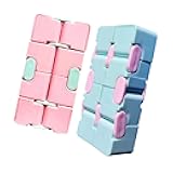 oxe Fidget Toys-Stress Relief and Relieve Anxiety Toys-Cute Mini Infinity Cube,2 Pieces (1 Pink +1 Blue)