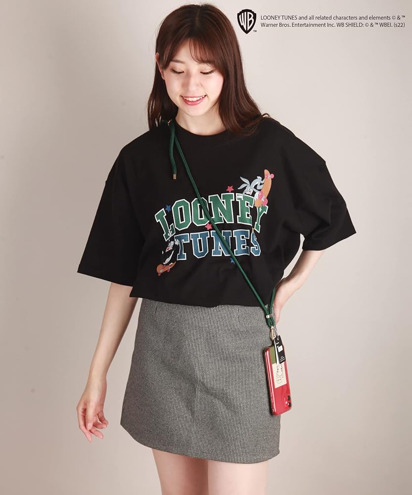 68603 LOONEY TUNES レディース Tシャツ 黒 L 68603 LOONEY TUNES