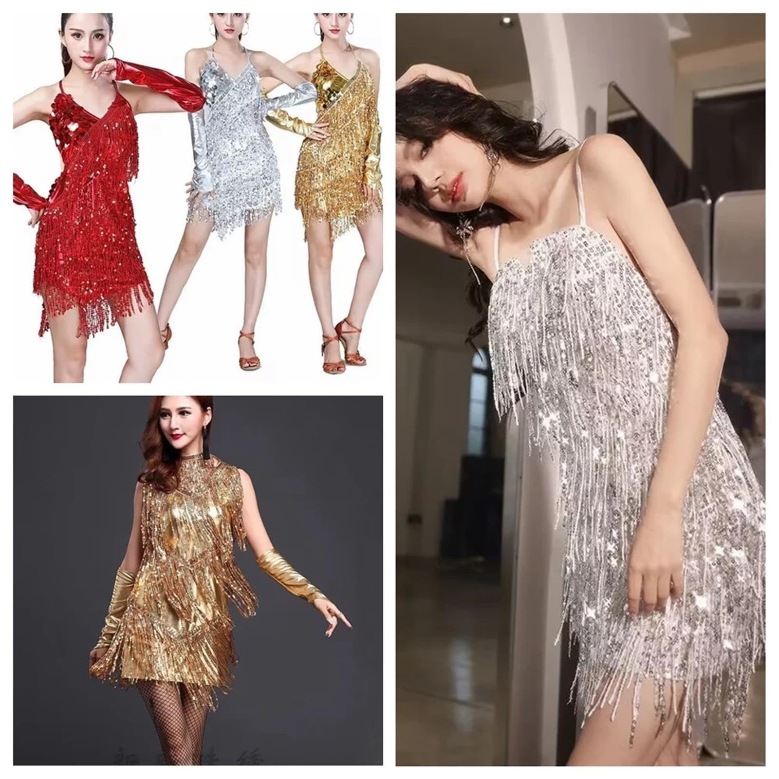 Ribete flecos lentejuelas for vestidos Costura de borlas con brillo
