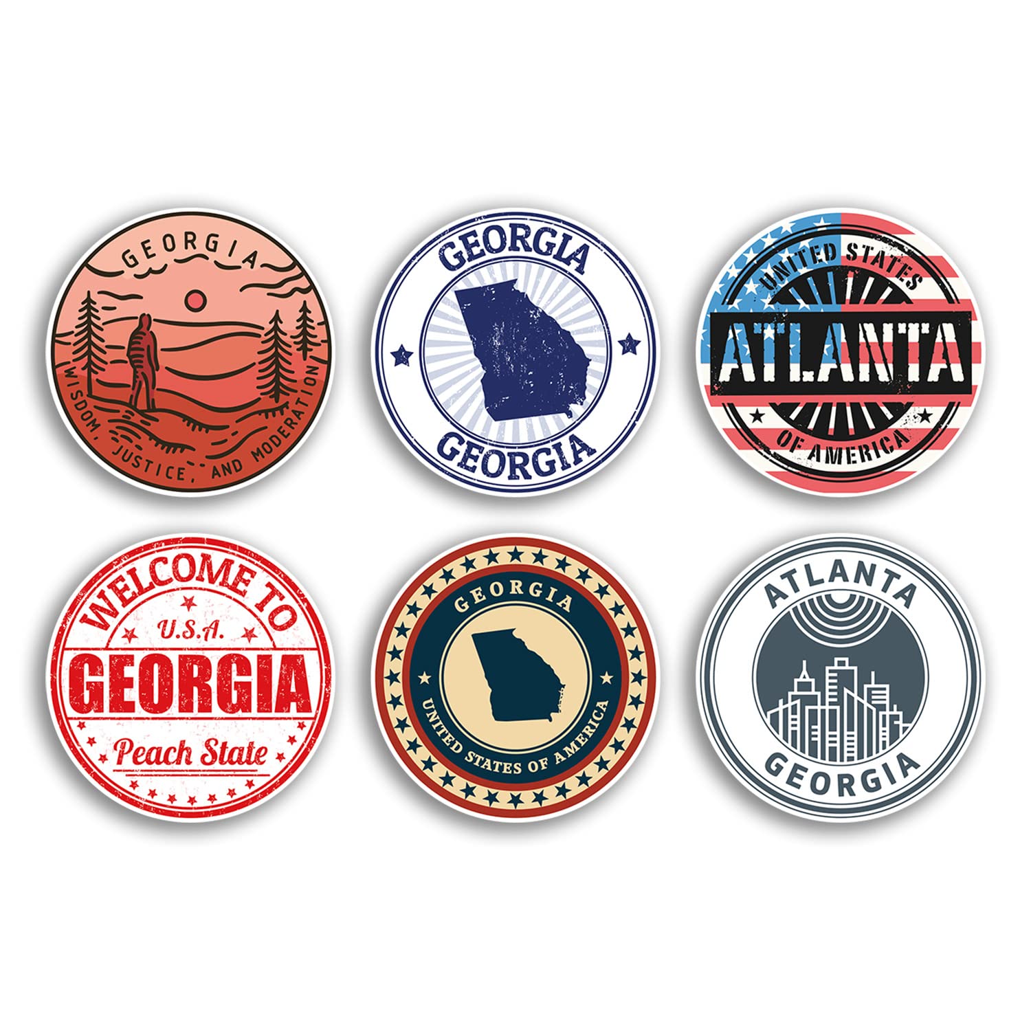 6 x 10cm Georgia Vinyl Stickers - Atlanta US State America Travel Map Flag Holiday Luggage Design Gift #78831