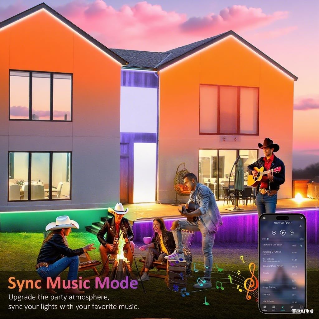 roperry 100FT Outdoor LED Strip Lights, IP68 RGB LED Lights with Remote and APP Control, Outdoor Strip Lights for Pool, Balcony, Roof, Garden, Stairs (1 Roll)