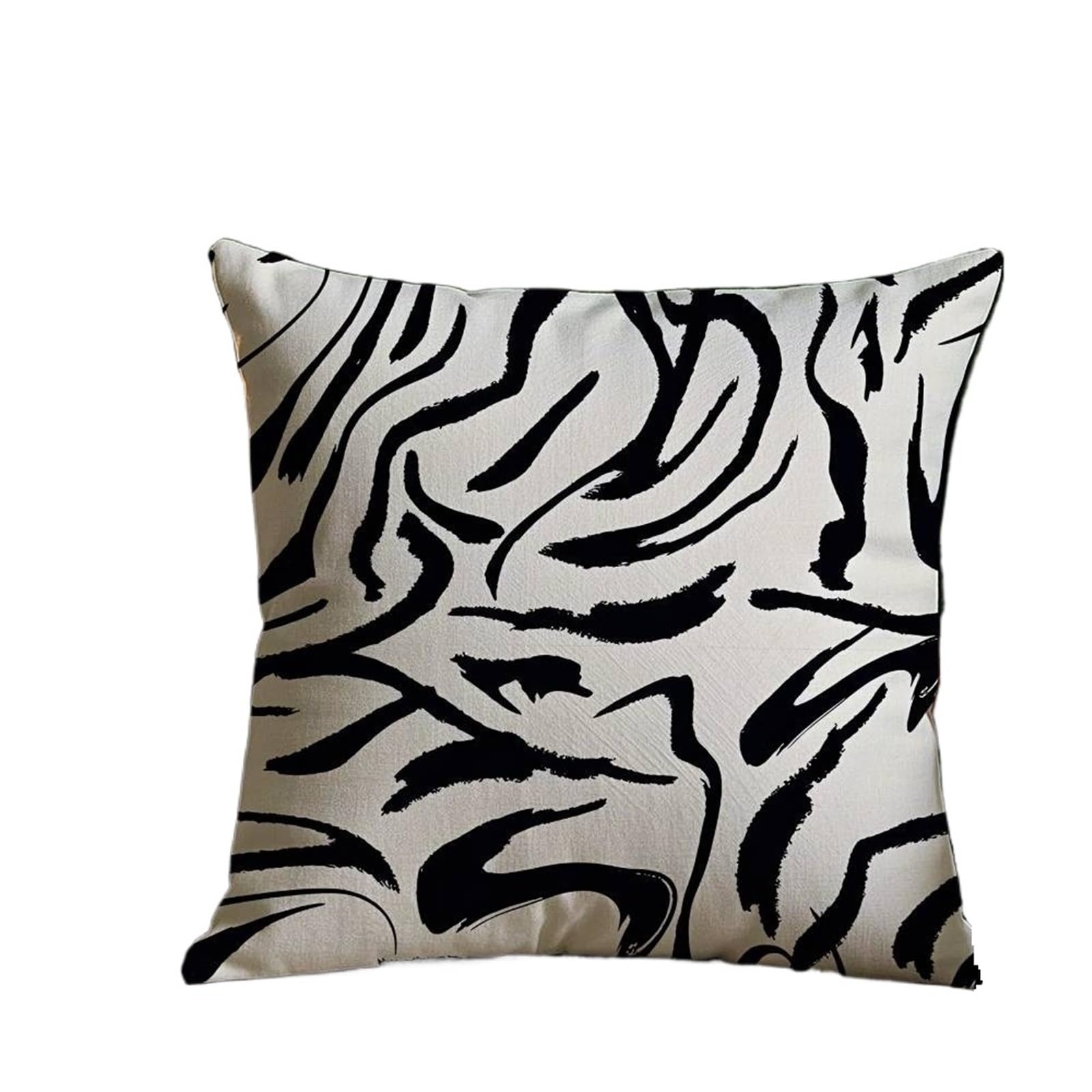 2pc Black And White Striped Geometric Rectangle Pillow Case Anti-dustmite Pillowcase Invisible Zipper Silky Short Plush Sofa(Color1,30X30cm)