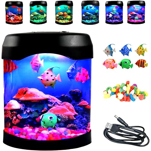 Fake Fish Tank Lamp, 6 Artificial Fish Night Light Color Changing Aquarium