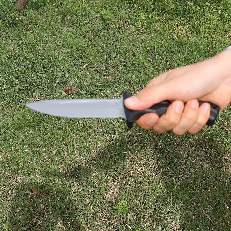 Miniatura 5 de zonzxcv 2 cuchillos falsos de utilería para niños, cuchillo falso inofensivo y seguro para fiesta de Halloween de 10 pulgadas (caqui)