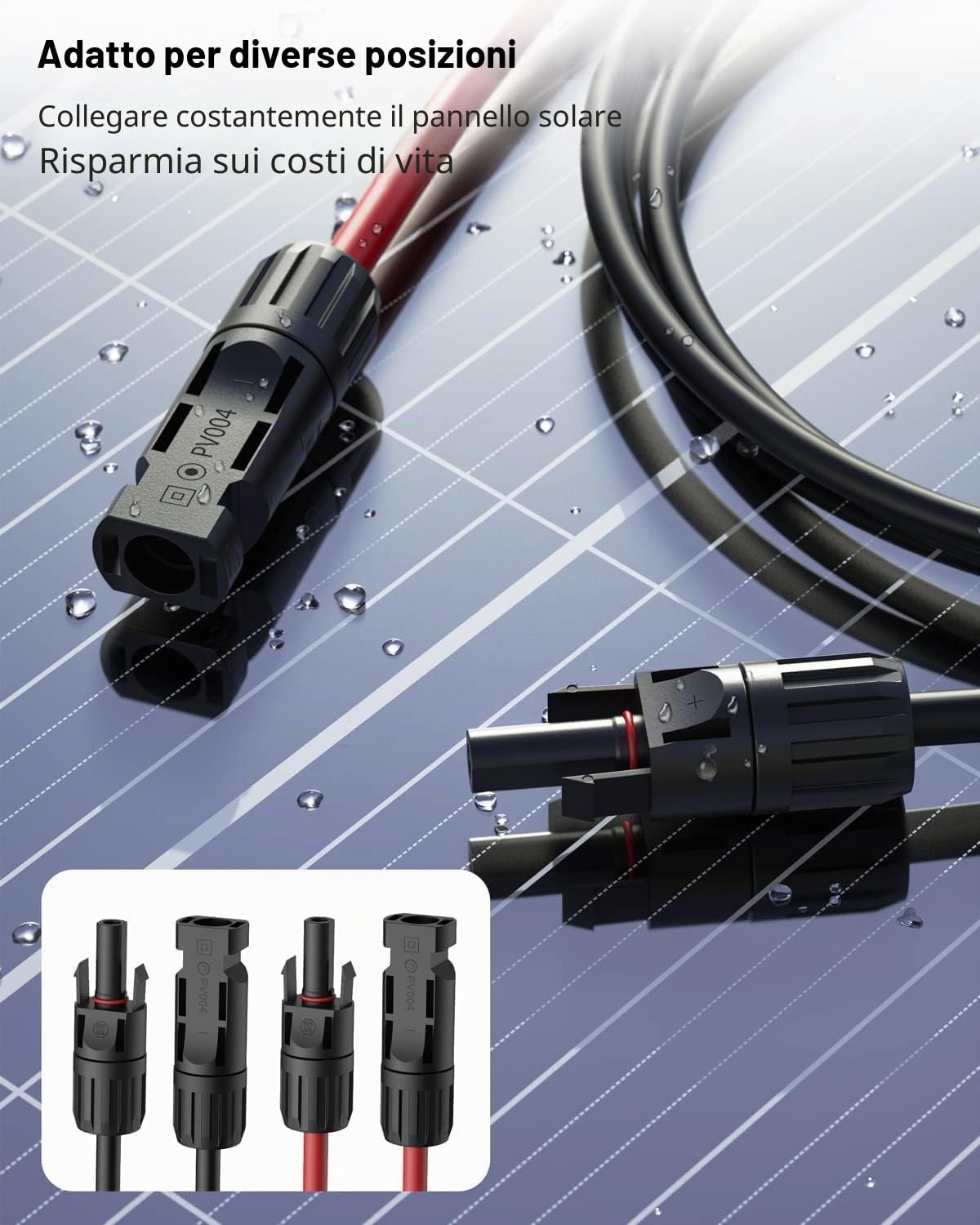 Solarsys® - 10m Cavo di Prolunga del Pannello Solare 6mm² 10AWG, Cavo di Collegamento Solare con una Coppia di Connettori MC4 per Pannelli Solari Fotovoltaici, 10 Metri