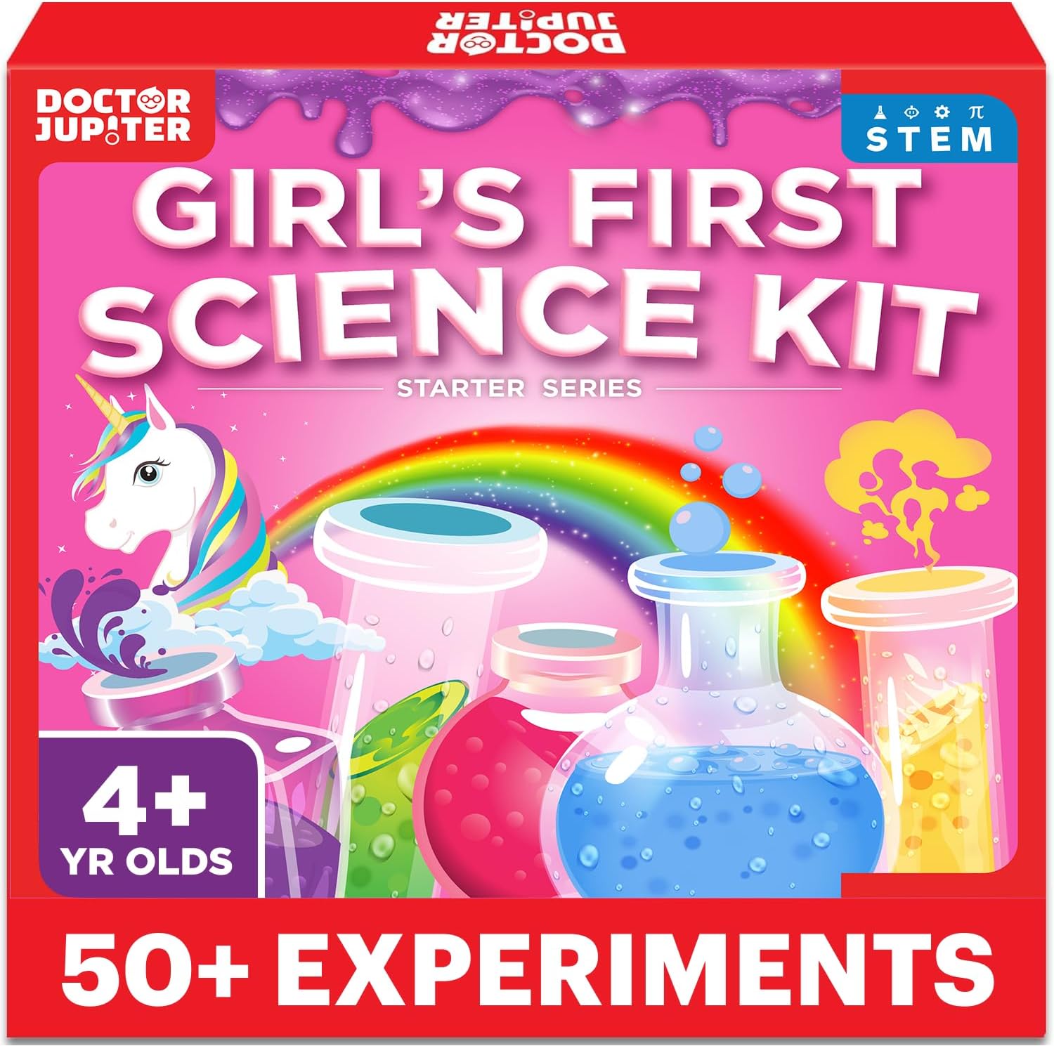 Doctor Jupiter Girls’ First Science Kit for Kids Ages 4-5-6-7-8 | Easter, Birthday Gift Ideas for 4+ Year Old Girls | STEM Toy Kit with 50+ Experiments | Learning & Educational Projects