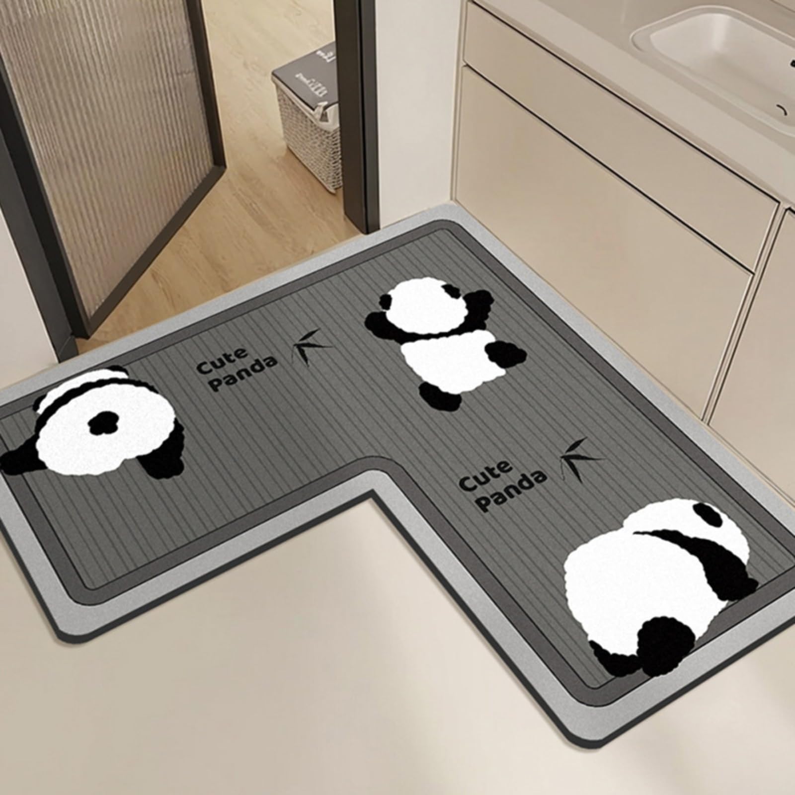 Tapis de bain en L au motif floral poétique pour embellir votre cuisine