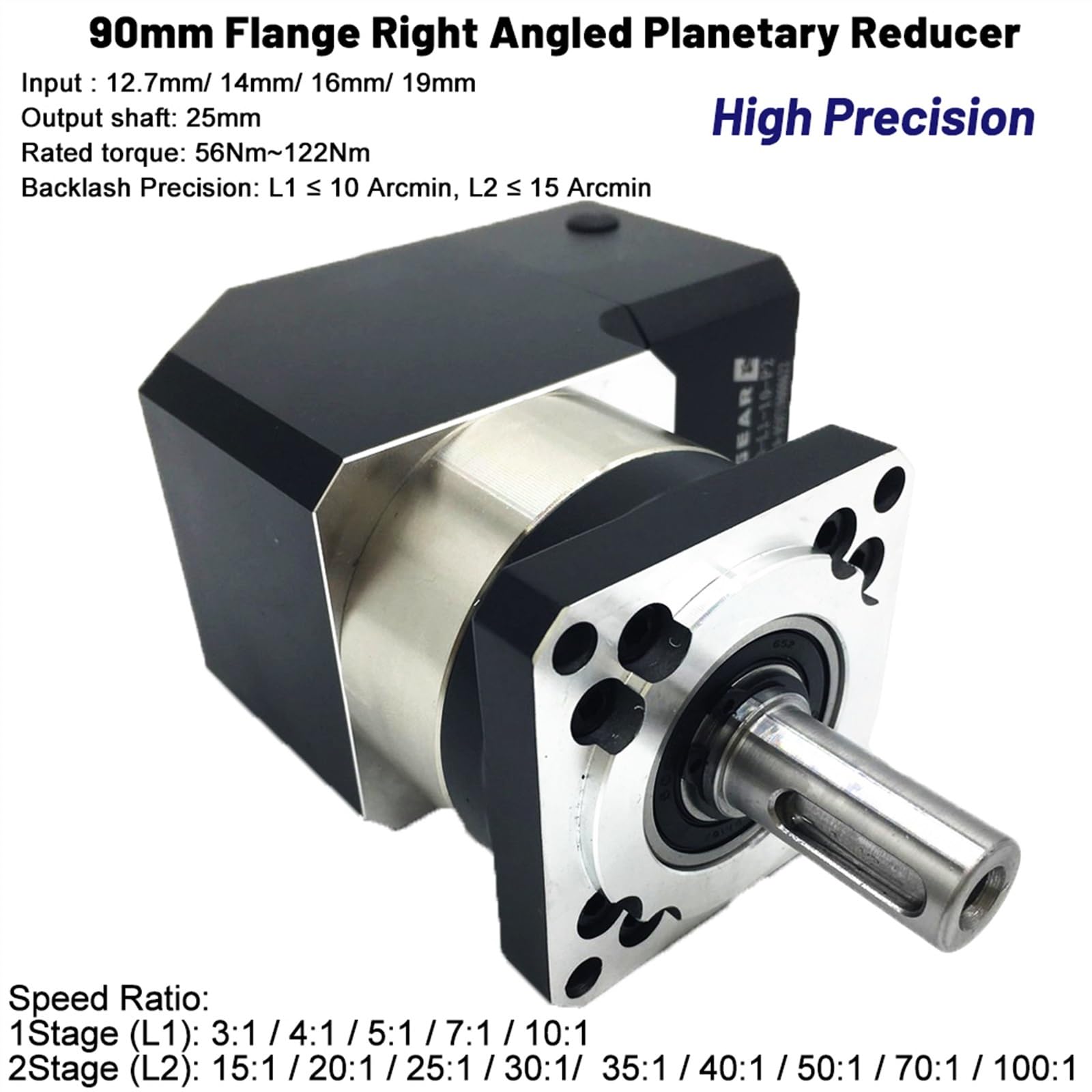 Motore Passo-passo, Rapporto di velocità del riduttore epicicloidale a 90 gradi Nema34 3-100: 1 Ingranaggio motore CC for il servomotore 10 Riduttore(Ratio 15,12.7mm input)