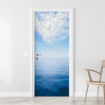 3D Door Sticker Sea Door Mural Peel and Stick Self-Adhesive Door Decal Removable Wallpaper Poster Home Decor for Bedroom 30.3"x78.7"