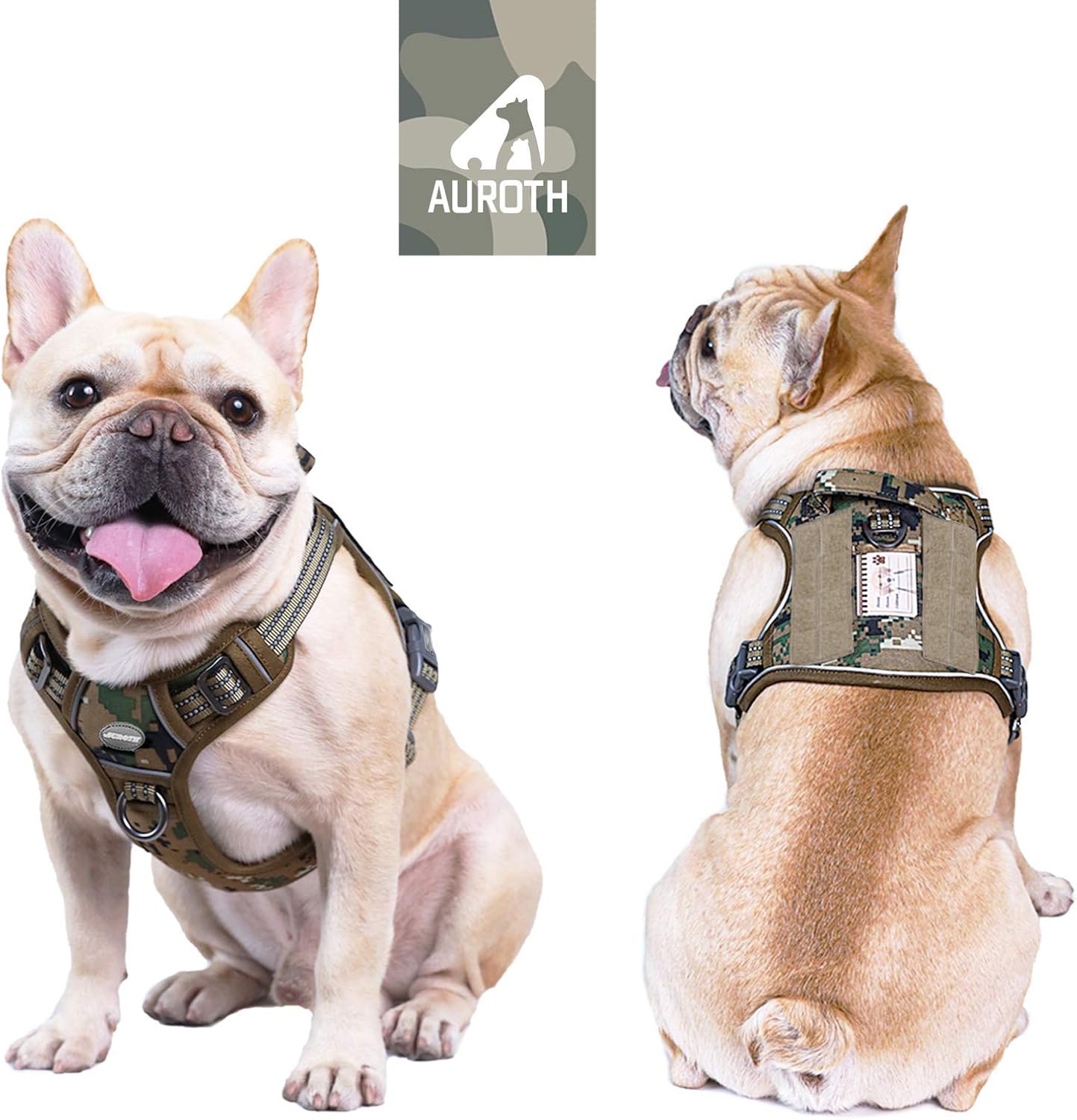Auroth Tactical Dog Harness with Heavy Duty Dog Leash for Large Breed Dogs, No Pulling Reflective Dog Training Vest