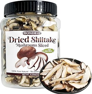 Dried Shiitake Mushrooms Sliced, 4.2 oz (120g) - Quick-Soaking in Jar | Sulfur-Free, No Additives | Vegan Umami Flavor for Ramen, Soup, Pasta, Risotto & Stir-Fries