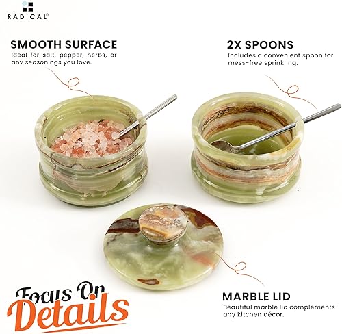 Miniatura 19 de Radicaln Bodega doble de sal de 5 pulgadas hecha a mano con tapa, cuencos de sal y pimienta de 2 pulgadas, ideal para joyas, mantequilla, azúcar