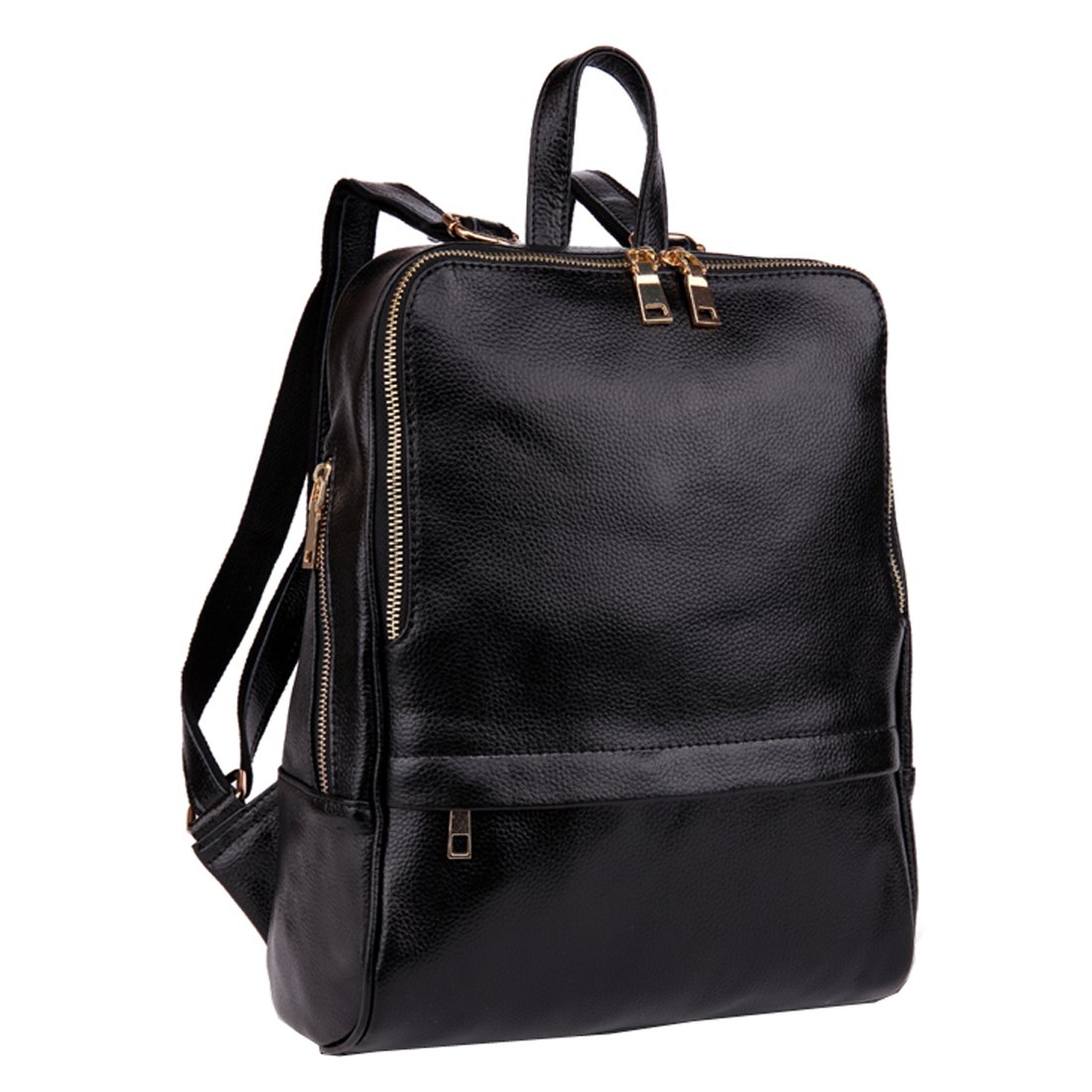 Women's Genuine Leather Purse Satchel Backpack Cowskin Casual Sports Travel Bag Black