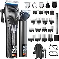 Hair Clippers for Men, Professional Cordless Hair Cutting and Trimmers Set with 7500RPM Powerful Motor & LCD Display, Mutil Function Mens Electric Hair Grooming Shaver Kit for Nose, Face, Body, Beard