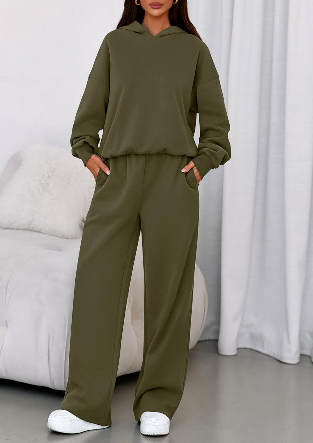 PRETTYGARDEN Womens Sweatsuits 2 Piece Set 2026 Casual Winter Long Sleeve Hoodie Loose Wide Leg Sweatpants Fall Tracksuit - Image 8