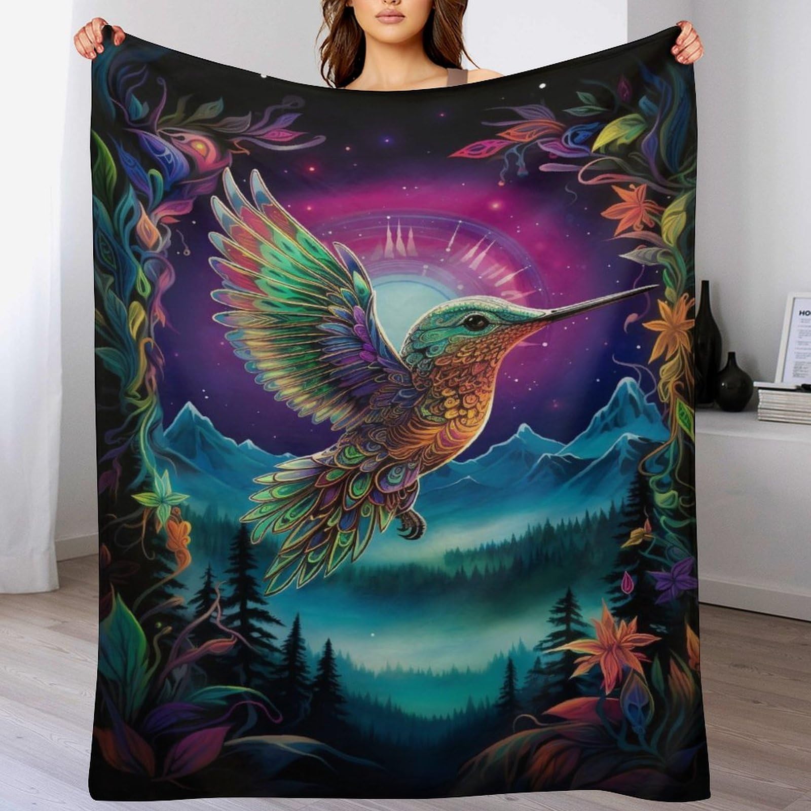 Couverture en flanelle de haute qualité motif oiseau mignon 130x180