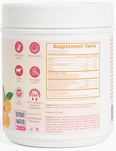 Miniatura 9 de Beauty - Mezcla de colágeno y bayas saborizadas, mezcla de belleza definitiva con 5 tipos de colágeno, musgo marino, biotina, queratina, ácido