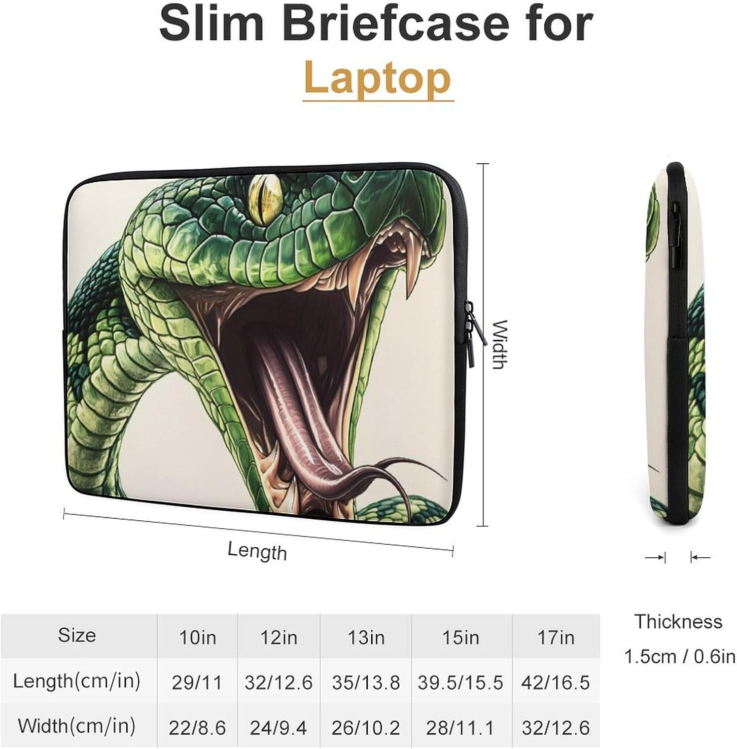 Green Snake Laptop Case Sleeve Computer Tablet Bag image 4