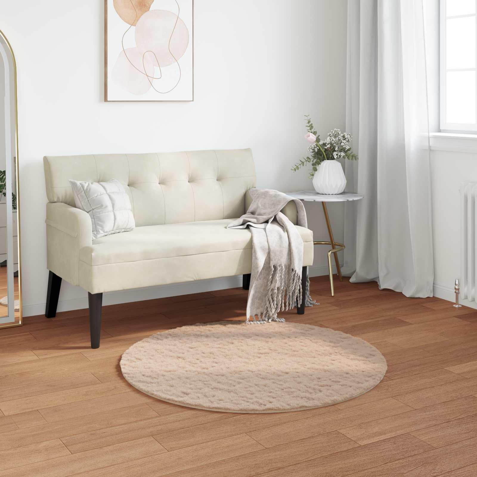 Tapis antidérapant fausse fourrure de lapin OLITE anti-glisse pour sols froids de salon et chambre