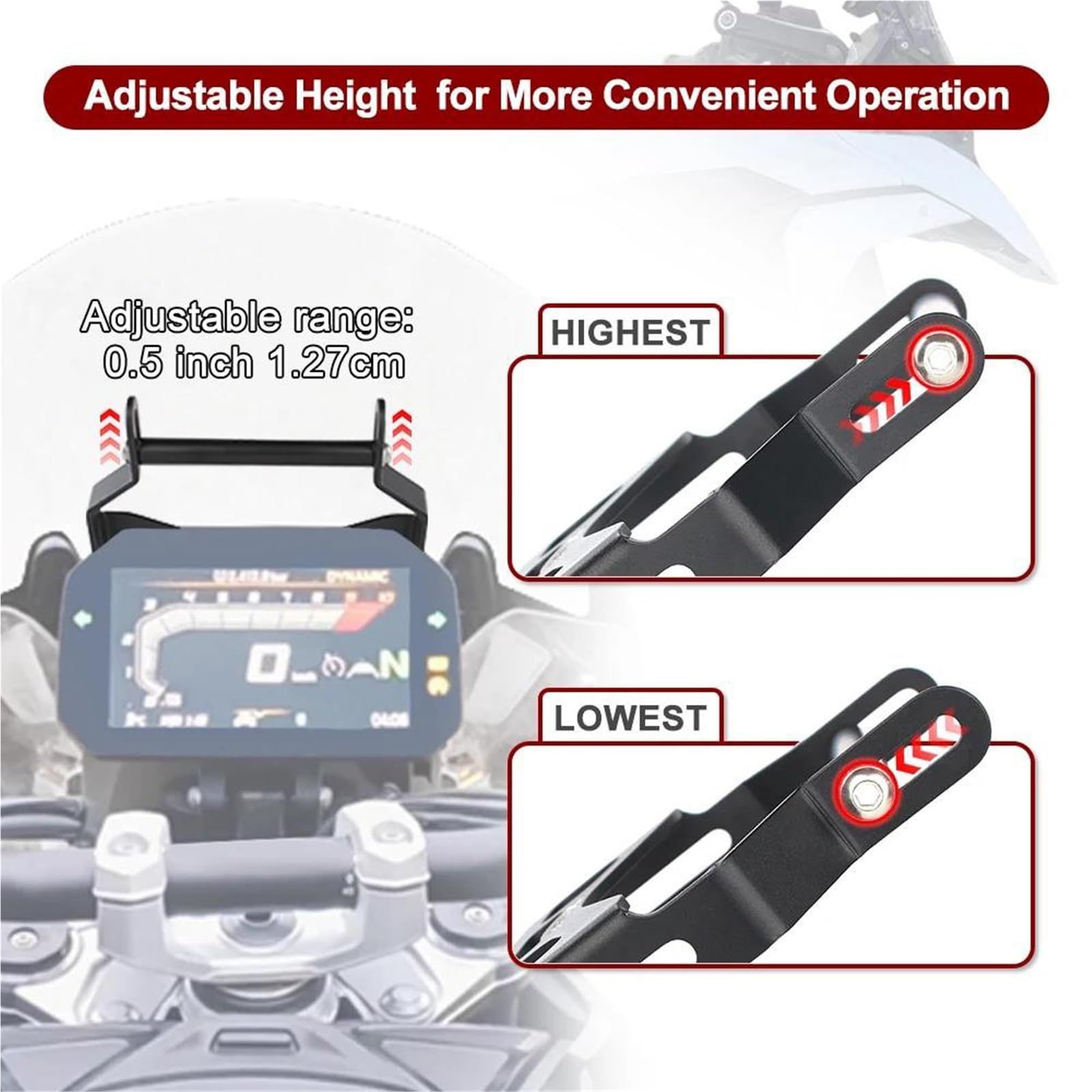 Moto Adattatore di Navigazione Regolabile Manubrio GPS Staffa di Montaggio 12mm per B&MW R1300GS R 1300 GS 2023-2024