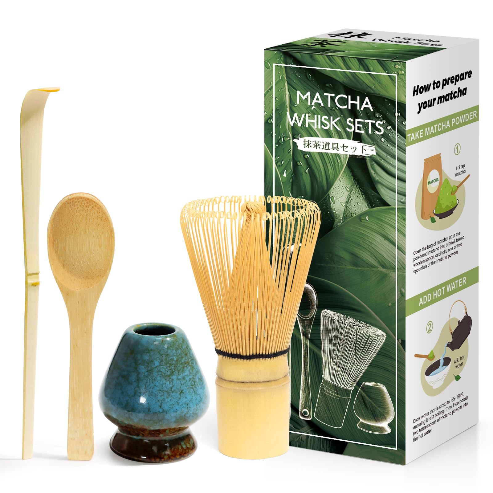 Goodwei Matcha Set Tè Vert Matcha BIO Giapponese con Frusta di Bambù