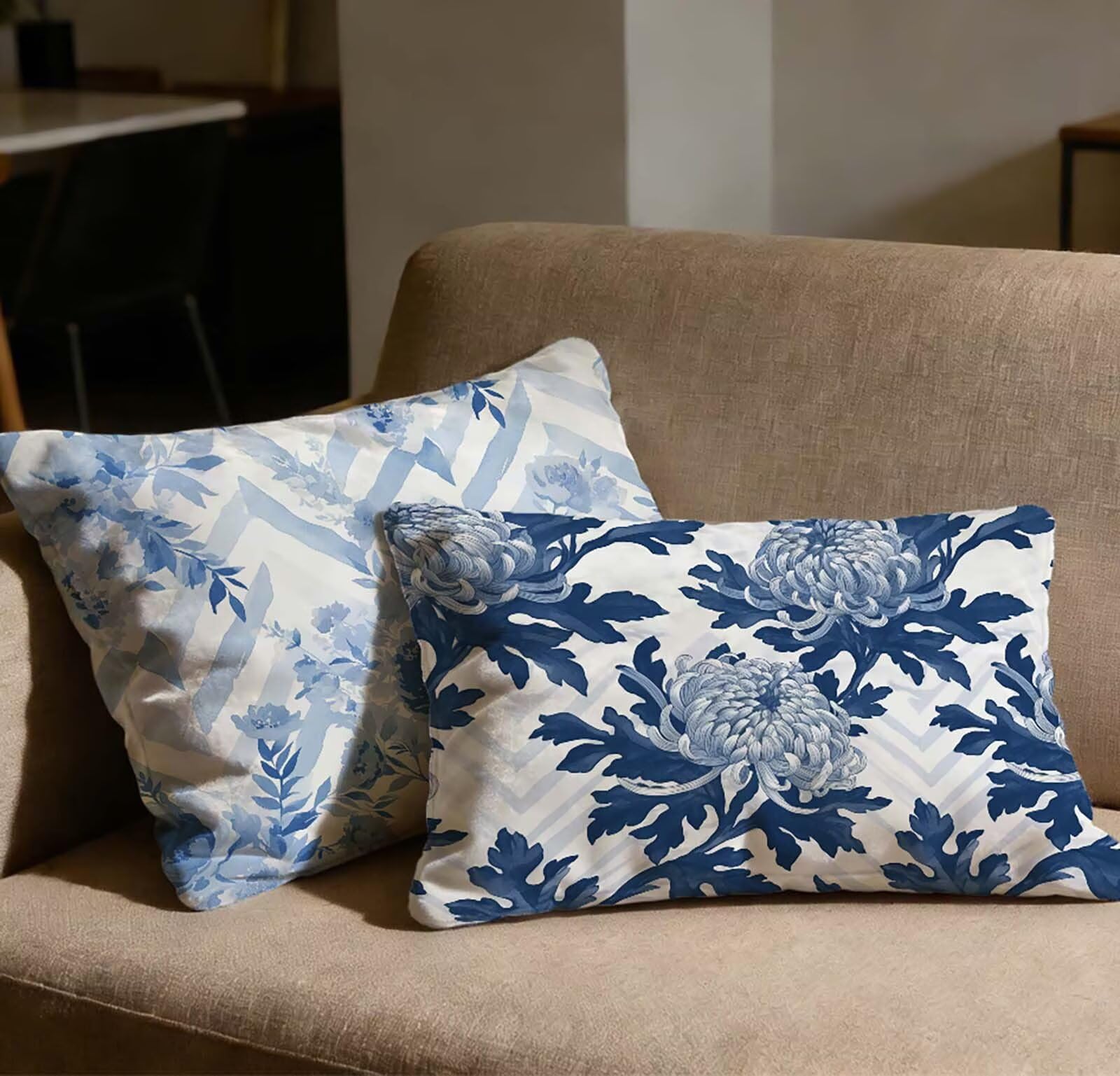 Taie oreiller 40x60 lot de 2 housse de coussin bleu marine velours rectangulaire