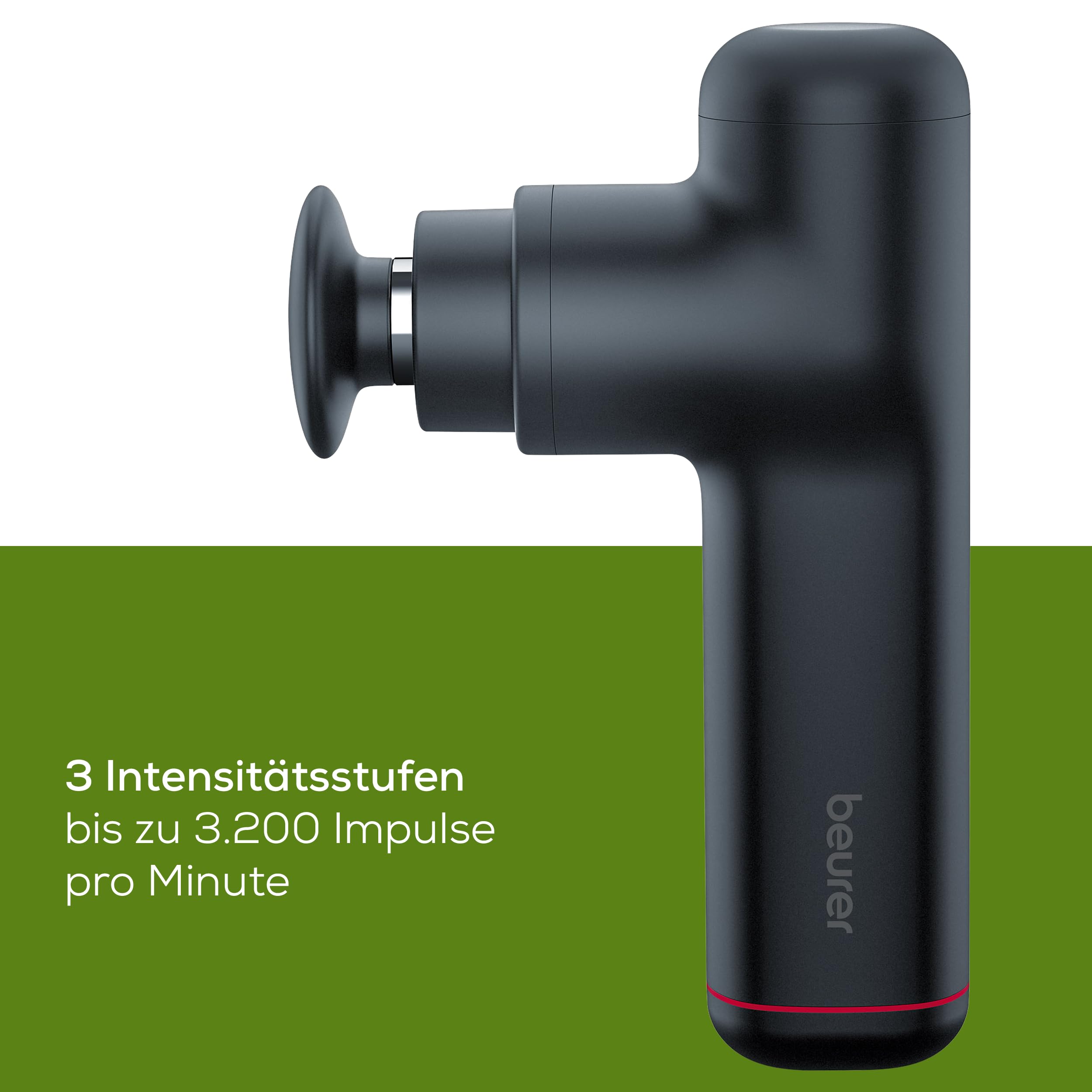 Beurer MG 79 Massage Gun Sensitive, kompakte Massagepistole mit 3 Aufsätzen, sanfte Triggerpunktmassage für empfindliche Körperbereiche, handliches Muskelmassagegerät mit 3 Intensitätsstufen