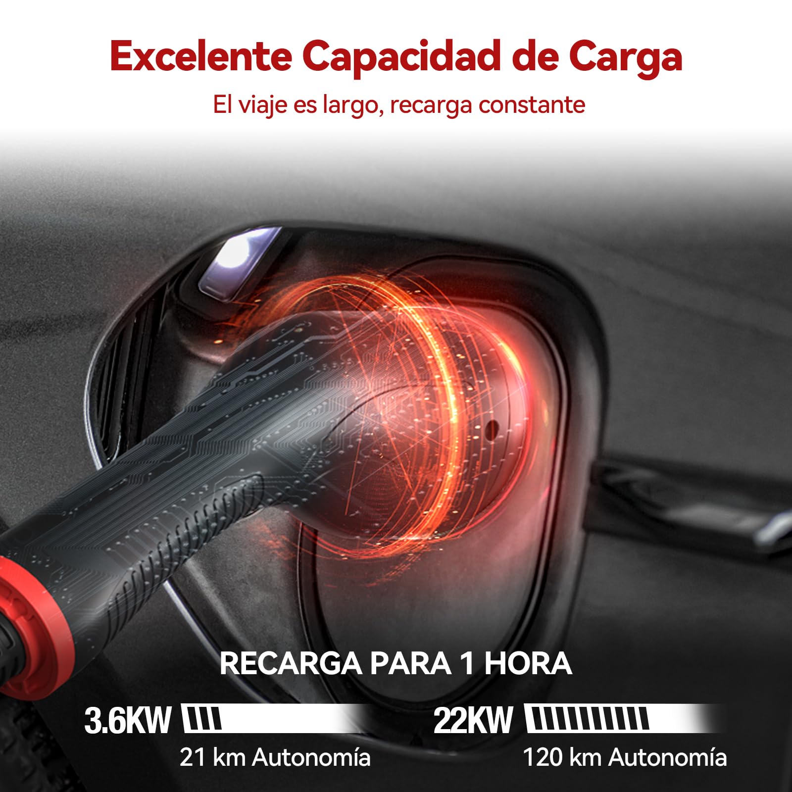 Cable de Carga Coche Electrico Tipo 2 |32A 22KW | Trifásica |5 Metros |Tipo 2 a Tipo 2 | Cargador EV Cable de Carga IEC 62196-2 para Vehículos Eléctricos y Híbrido Plug-in, con Bolsa