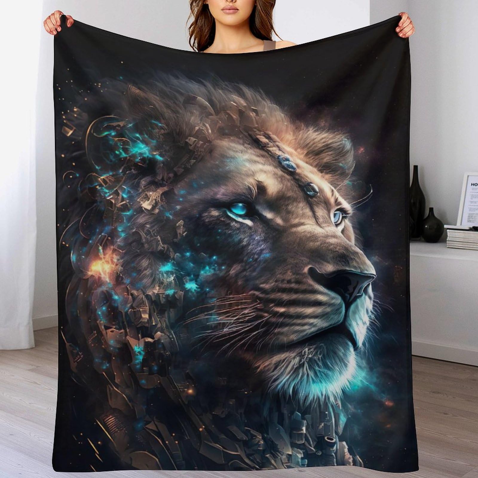 Couverture Chaud Lion en Flannelle Épaisse pour Lutter Contre le Froid au Lit