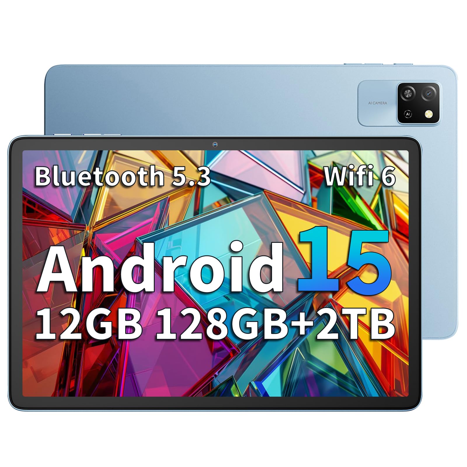 Blackview Android Tablet 15 Tab 60 WiFi 10 Inch, Tablet PC, 12GB RAM + 128GB ROM/2TB TF, WiFi 6 Widevine L1, PC Mode 5100mAh Battery Tablets Gaming Dual Camera 8MP+5MP/WPS Suite/HD IPS