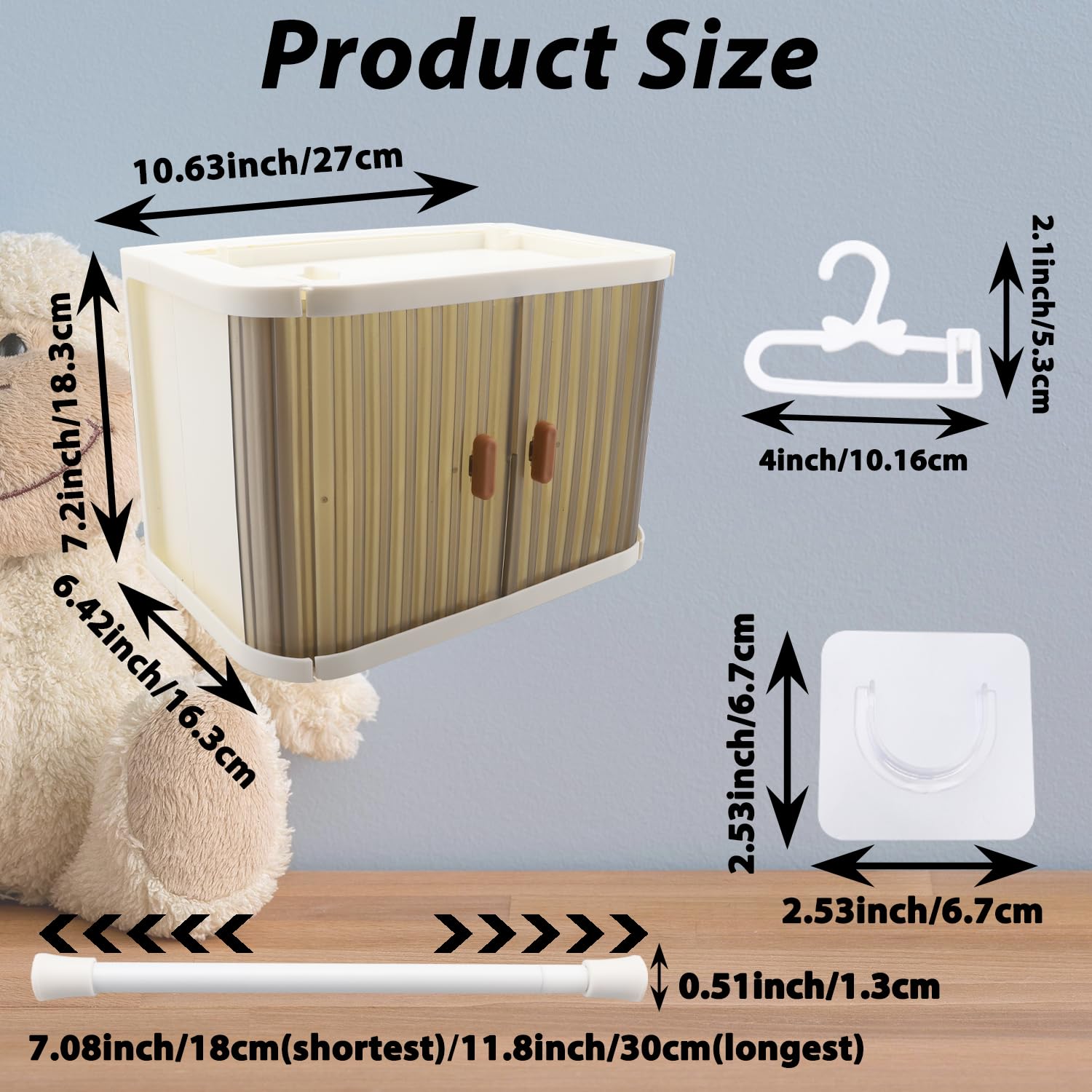 Clothes Closet for Labubu Foldable Doll Wardrobe Storage Box with 10 Hangers and Rod,Stackable Organizer Cabinet Display Shelf for Labubu Doll Clothes - Image 2