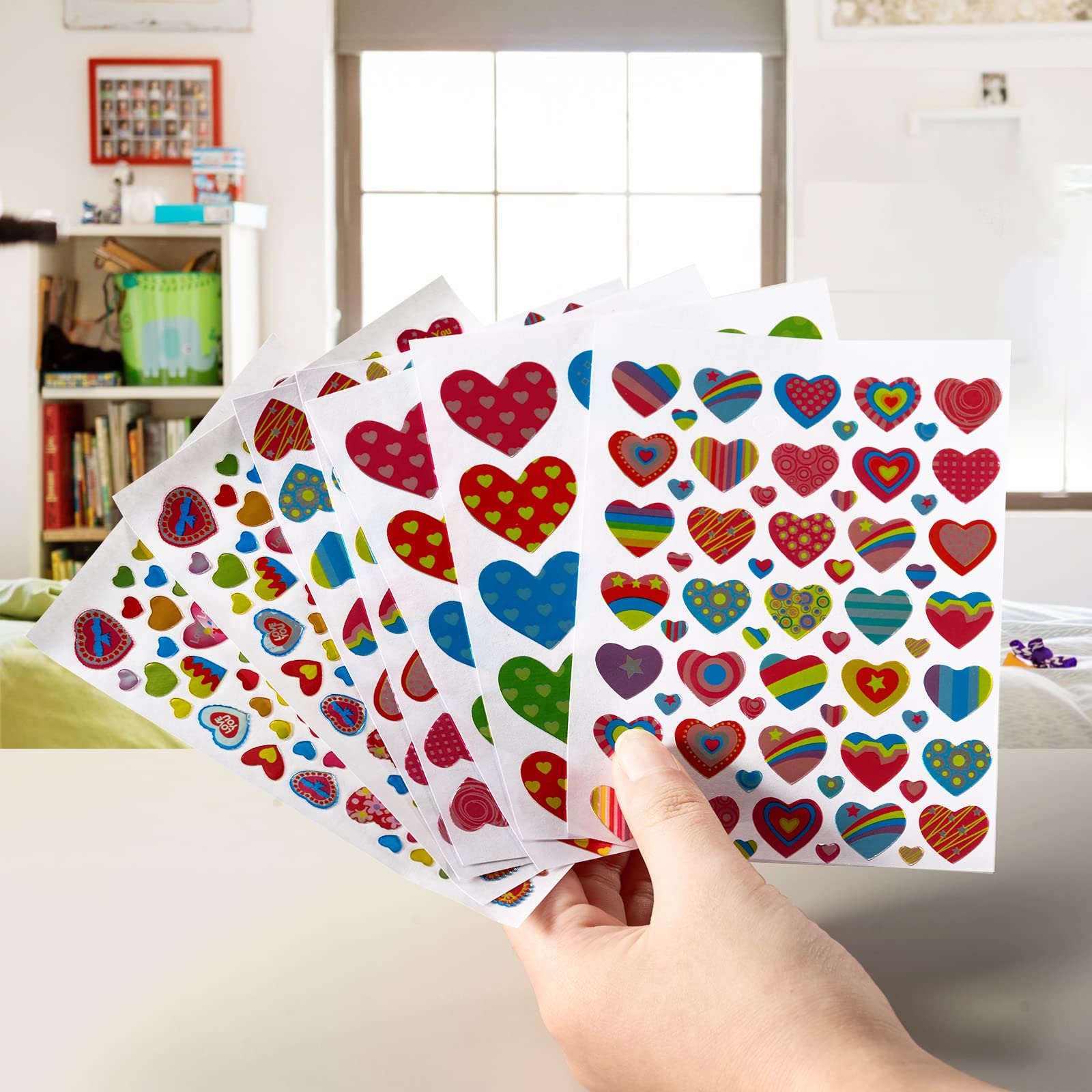 30 Feuilles Autocollants Enfants Jinpojun - 1400+ Stickers Cœurs Étoiles Pois