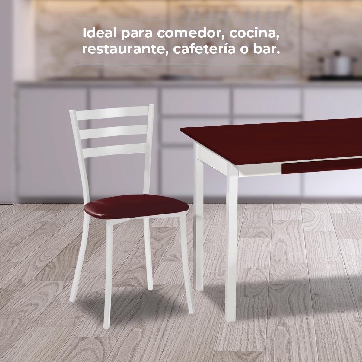 ASTIMESA SCMBLBU Due sedie da Cucina, Metallo Similpelle Alluminio, Bordeaux, Altura de asiento 45 CMS