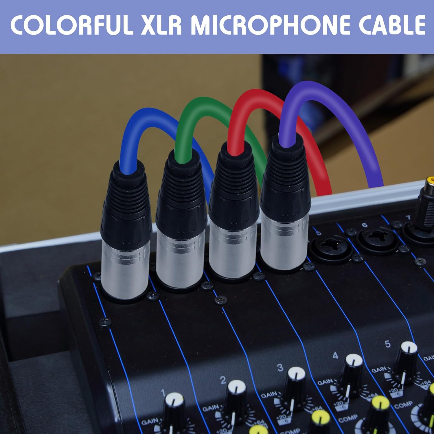 Copkim 6 Pack 25 ft Bright XLR Cables 3 Pins Balanced XLR Microphone Cable to Male to Female Mic Cable for Microphone, Mixer, Recording Studio, Podcast