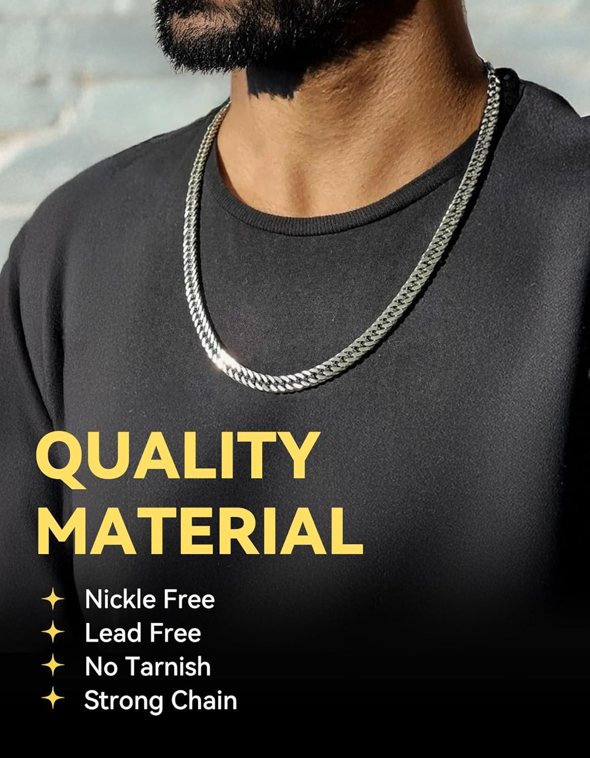 ChainsHouse Men Thick Cuban Chain Necklace, Stainless Steel/Black/Gold Plated Miami Cuban Necklace, 3/5/7/10/13.5MM Width, Hip Hop Mens Jewelry 18"-30", Send Gift Box - Image 2