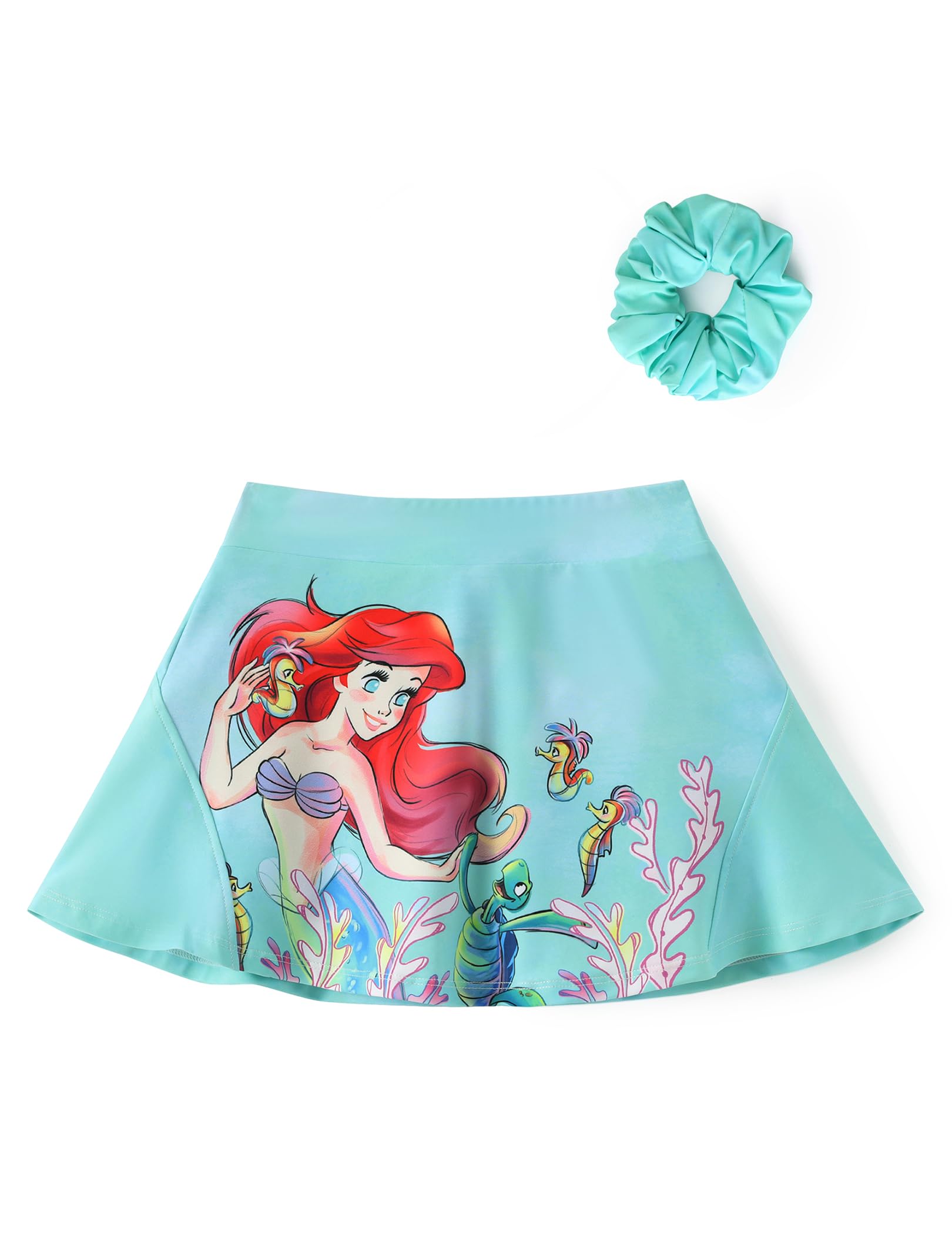Disney Stitch丨Frozen丨Princess丨Minnie Mouse Girls Athletic Skort Inner Pocket Shorts + Scrunchie Tennis Golf A-line Skirt 2-9Y