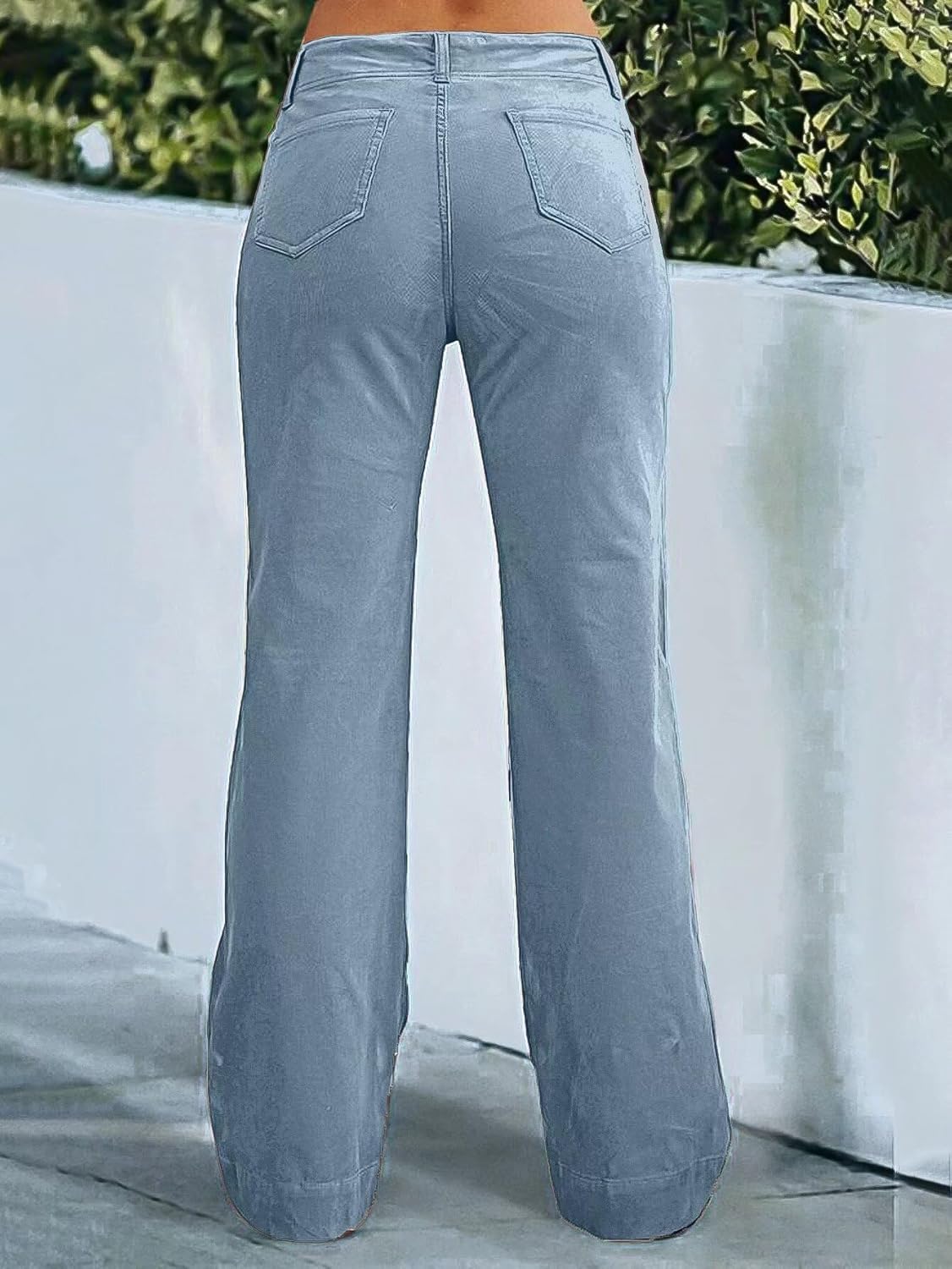 Flamingals Women’s Wide Leg Pants for Women Mid Waist Dress Flare Straight Leg Corduroy Pants Workout Jeans Trendy