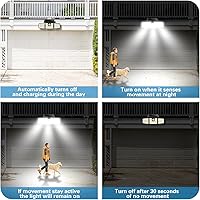 Vista 7 de AmeriTop Solar Lights Outdoor, 2 Pack LED High Brightness Cordless Solar Motion Sensor Lights; 3 Adjustable Heads, 270° Wide Angle Illumination