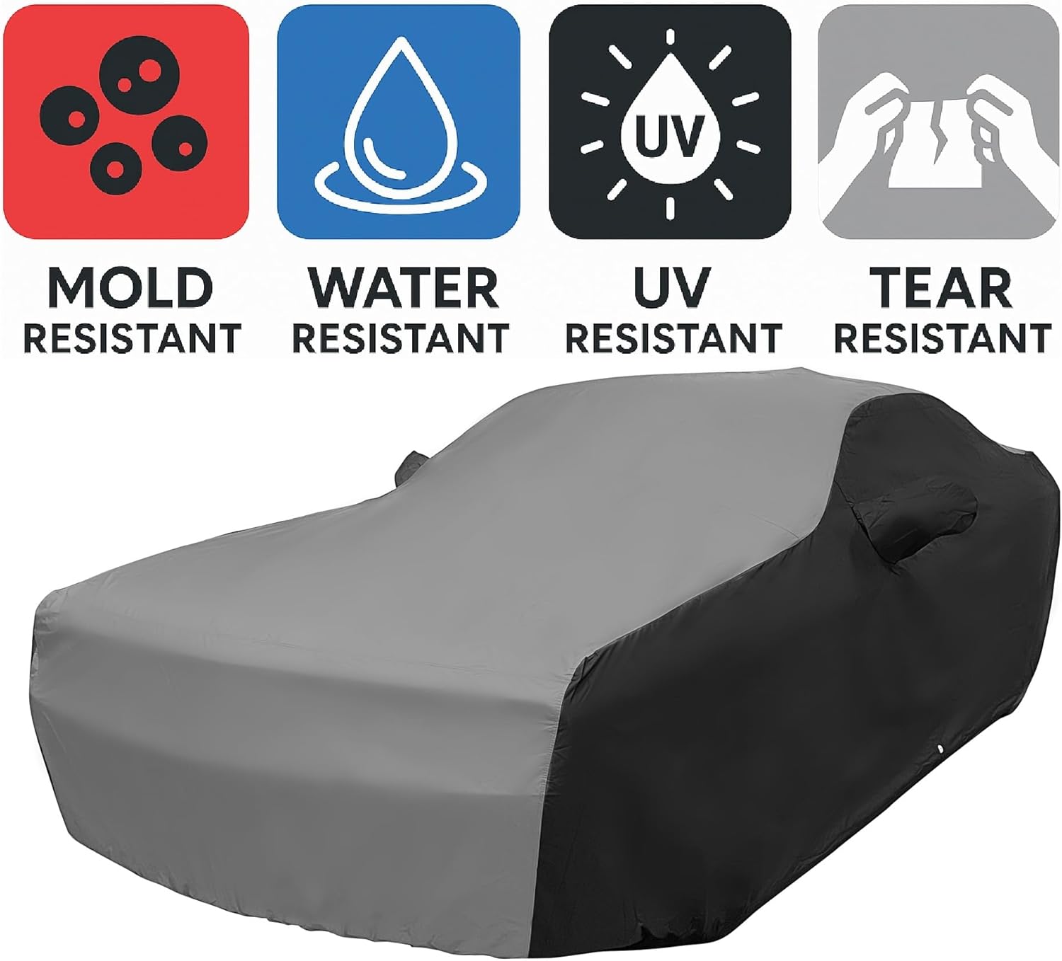 SR1 USA 2008-2025 Dodge Challenger Car Cover - Custom Fit Indoor/Outdoor Ultraguard Plus 300 Denier UV & Rain Protection Water Resistant - High End Fit for Dodge Challengers (Gray/Black)