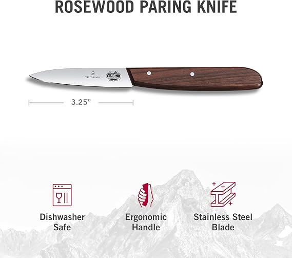 Victorinox Rosewood Paring Knife - Premium Kitchen & Home Essentials - Cooking Knife Cuts Fruits & Vegetables with Ease - Wood Handle, 3.25