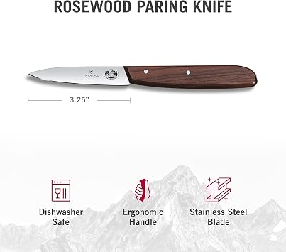 Victorinox Rosewood Paring Knife - Premium Kitchen & Home Essentials - Cooking Knife Cuts Fruits & Vegetables with Ease - Wood Handle, 3.25