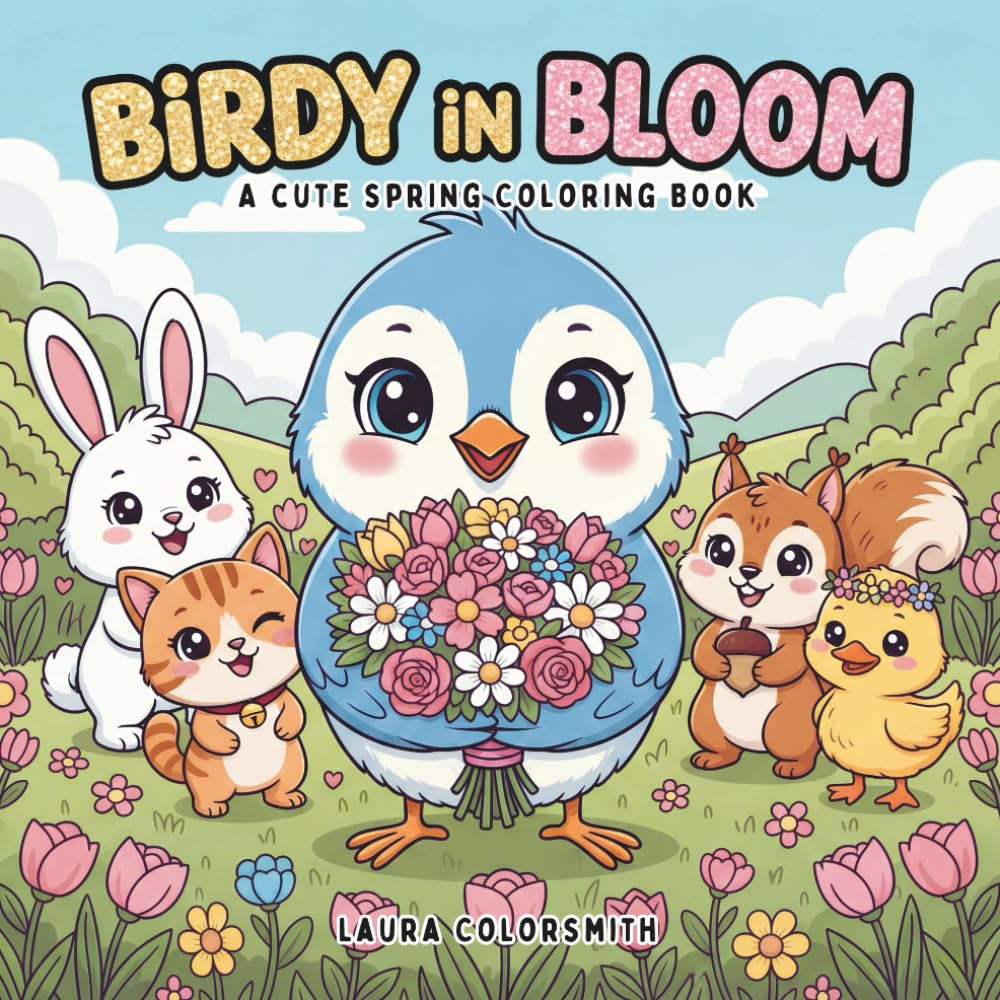 Birdy in Bloom - A Cute Spring Coloring Book: Cute Birds, Blooming Flowers & Calming Nature Scenes to Color and Unwind (Spring Coloring Book For Kids)