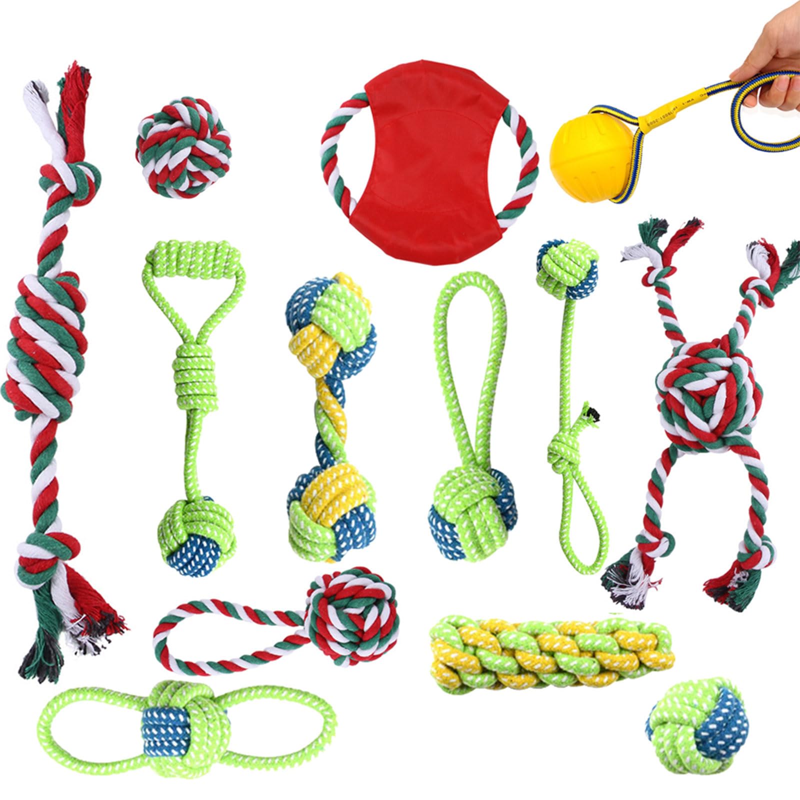 Generisch 13 Stück Hundespielzeug Seil Traditionelle Weihnachtselemente Hundezahnbürste Saubere Zähne Unzerstörbares Spielzeug Geschenk für Haustier Haustier Interaktiv