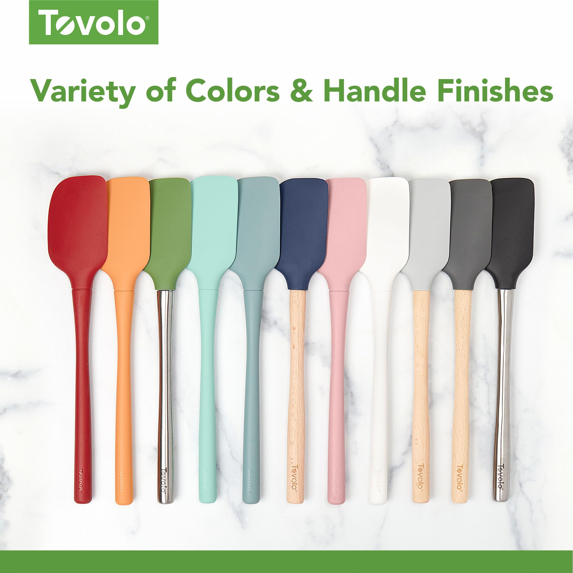Tovolo Flex Core 5-teiliges Silikon-Spatel-Set, hitzebeständig, alle Silikon-Utensilien enthalten Antihaft-Pfannenwender, Löffel, Glasschaber, spülmaschinenfest, BPA-frei, Spatel zum Backen, Mischen
