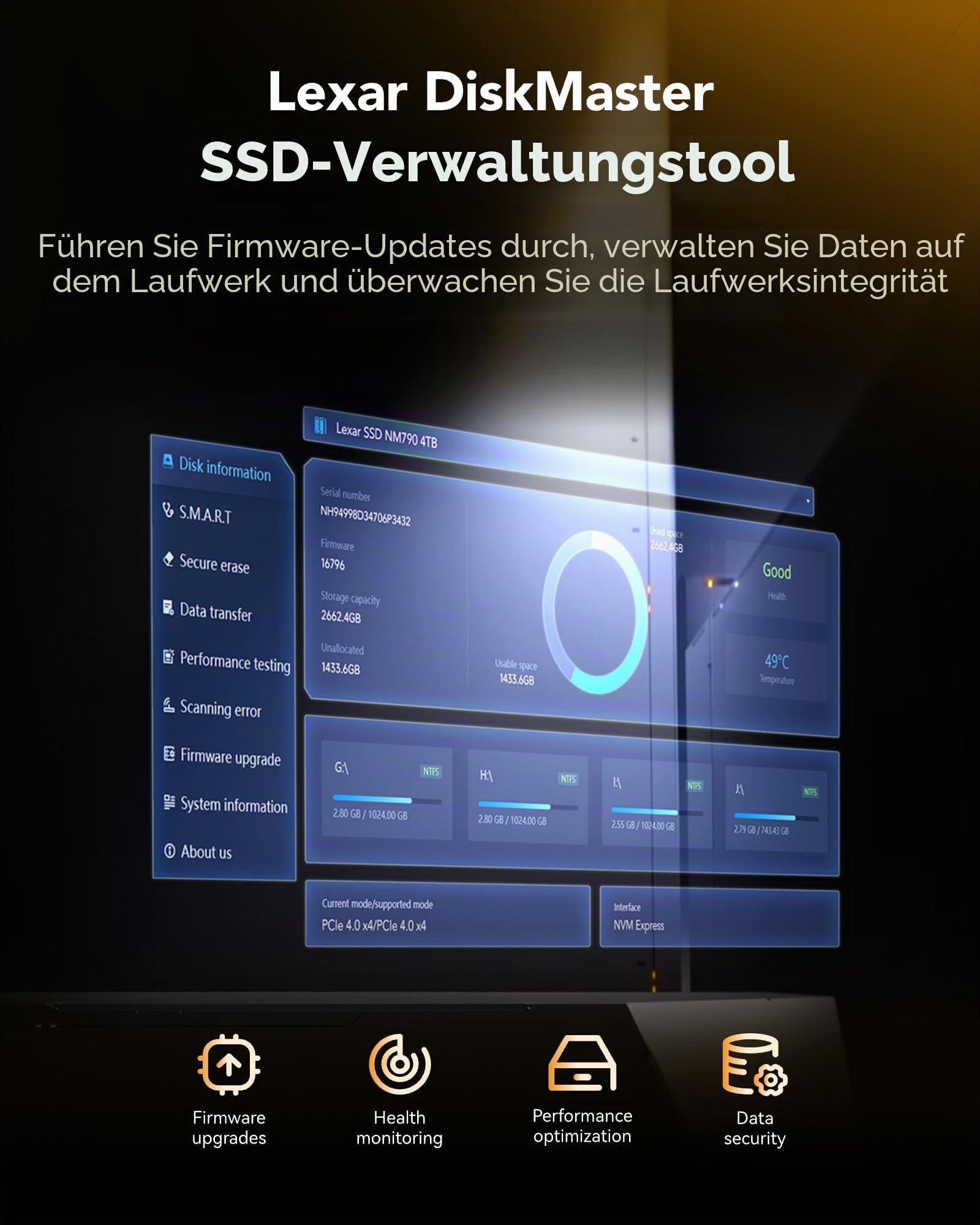 Lexar Thor Pro SSD 1TB, M.2 2280 PCIe Gen4 NVMe SSD | Bis zu 6000 MB/s, Hochleistungs-SSD, Kompatibel mit PS5, Laptops und Desktops, für Gamer und Entwickler